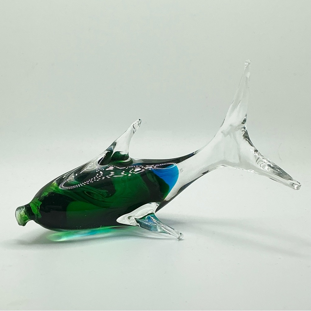 Vintage Murano Art Glass Dolphin | Blue, Green & Clear Glass | Sea & Ocean Life - Picture 6 of 7